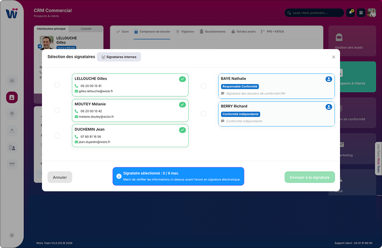 Activez la délégation de signature pour les dossiers de conformité de vos conseillers