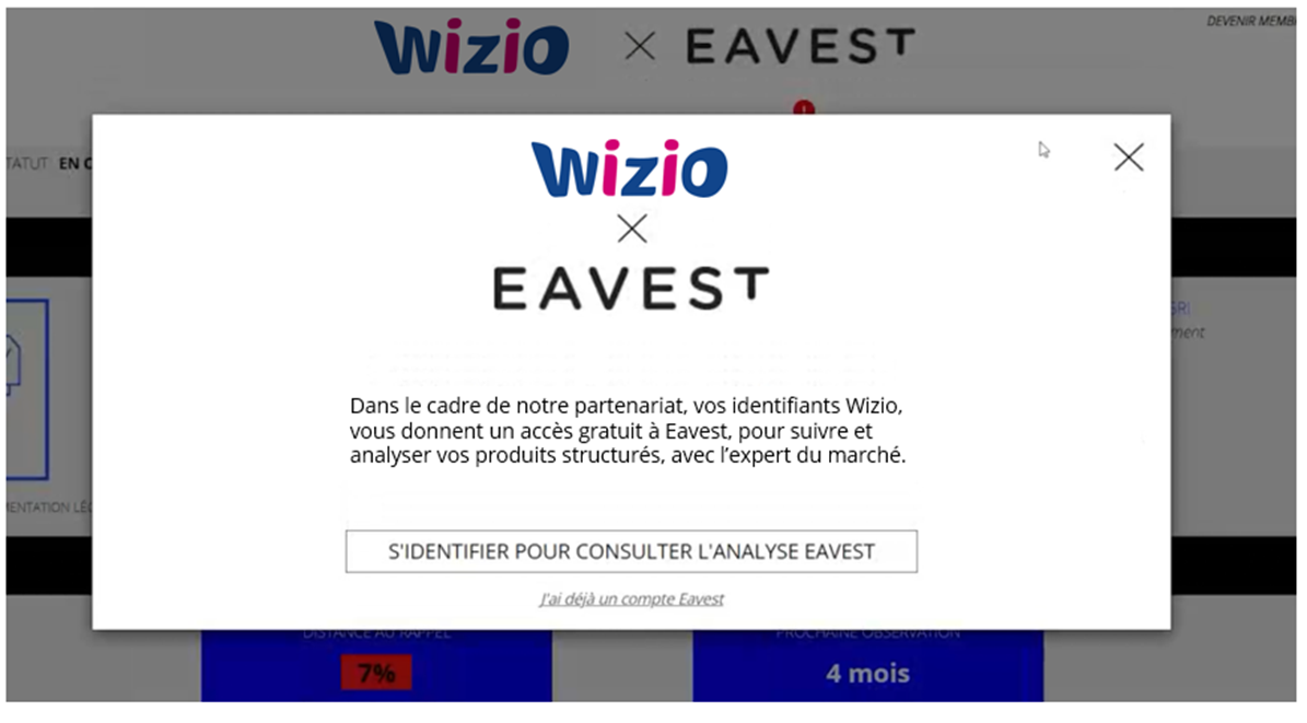 Partenariats wizio et eavest